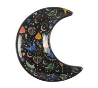 Something Different Wholesale Midnight Bloom Crescent Moon Trinket Dish | Ceramic Floral Print Jewelry Holder