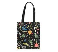 Something Different Wholesale Midnight Bloom Polycotton Tote Bag | Floral Folk Print Black Shopper | 40x33cm Everyday Bag | Reusable Cotton Blend Tote | Stylish Gift for Her or Daily Carry