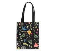 Something Different Wholesale Midnight Bloom Polycotton Tote Bag | Floral Folk Print Black Shopper | 40x33cm Everyday Bag | Reusable Cotton Blend Tote | Stylish Gift for Her or Daily Carry