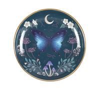 Something Different Wholesale Midnight Moth Trinket Dish - Blue Hues with Floral Accents & Metallic Gold Edging - Decorative Storage for Jewelry, Rings, and Small Treasures - Elegant Home Decor Piece