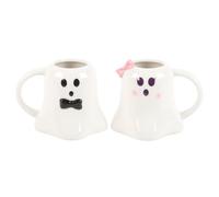Something Different Wholesale Mr and Mrs Boo Ghost Mugs - Spooky and Adorable Halloween Set for Couples - Microwave and Dishwasher Safe - Festive Addition to Your Kitchen or Halloween Gatherings