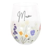 Something Different Wholesale Mum Wildflower Stemless Wine Glass - British Countryside Floral Design, Ideal for Mother's Day, Summer Sunshine Decor, Glassware - Wildflower Range
