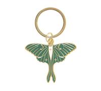 Something Different Wholesale Mystical Luna Moth Keyring - Enameled Gold-Tone Charm on Dark Forest Keychain, Perfect Luna Moth Accessories for a Woodland Gift