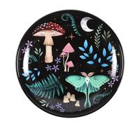 Serano Trinket Dish, Nocturnal Landscape Dark Forest Print, Colorful Flora & Fauna, Round