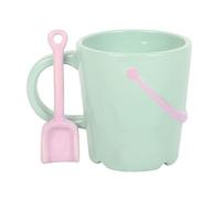 Something Different Wholesale Pastel Bucket Mug with Spade Spoon | 350ml Ceramic Novelty Mug | Coastal Beach-Inspired Gift | Quirky Tea or Coffee Cup