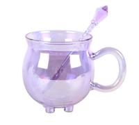 Something Different Wholesale Purple Double Walled Glass Cauldron Mug with Spoon | Unique Design | Gift Ready