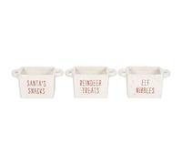 Something Different Wholesale Set of 3 White Ceramic Christmas Snack Bowls - Elegant Tableware for Nibbles, Sweets, and Nuts - Festive Christmas Serving Dishes