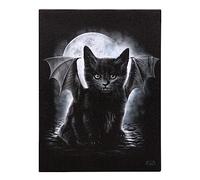 Something Different Wholesale Spiral Direct Bat Cat Canvas Plaque - Gothic Abstract Wall Art for Halloween Decor - Black Skull Wall Decoration