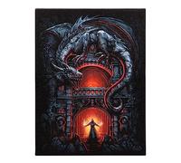 Something Different Wholesale Spiral Direct Dragon's Lair Canvas Plaque - Gothic Wall Art Decor, Abstract Black Skull Design - Halloween Décor and Spooky Wall Decoration