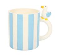 Something Different Wholesale Striped Mug with Seagull | Coastal Ceramic Mug with Pastel Stripes | 370ml Seaside Novelty Mug | Beach Hut Inspired Tea Cup | Gift for Ocean Lovers