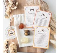 Something Different Wholesale Summer Solstice Crystal Set - Tiger's Eye, Carnelian & Lemon Quartz for Empowerment, Creativity & Clarity - Eco-Friendly Pouch Included