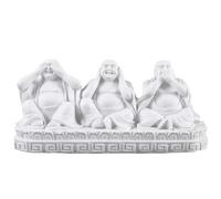 Something Different Wholesale Unique White Enlightening Trio Buddhas - 6cm x 12.5cm - See, Speak, Hear No Evil Buddhas Resin Design - Perfect for Home Decor