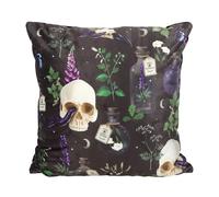 Something Different Wholesale Venom & Vines Print Cushion 35cm - Gothic Skull, Serpent & Poisonous Plants Design, Soft Polyester, Dark Home Décor Accent
