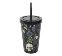 Something Different Wholesale Venom & Vines Print Tumbler with Straw - Skull & Venomous Plants Design, 550ml Reusable, Eco-Friendly Plastic Drinkware