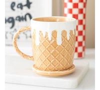 Something Different Wholesale Waffle Mug & Coaster Set | 550ml Capacity | Melting Glaze Detail | Microwave & Dishwasher Safe | Quirky Kitchen Gift | Foodie Mug