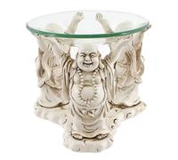 Something Different Wholesale Whimsical White Resin Buddha Oil Burner - 12cm x 12cm (1 Pack) - Enchanting Laughing Trio Design - Perfect for Home & Decor