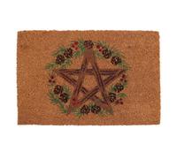 Something Different Winter Solstice Pentagram Door Mat Brown/green/red (One Size)
