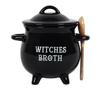 Something Different Witches Broth Cauldron Soup Bowl With Broom Spoon