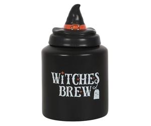 Something Different Witchy Canister: Witches Brew Ceramic Tea Canister | Teabag Holder & Storage Container with Witch Hat Design