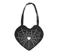 Something Different Women's Spiderweb Heart Satin Tote Bag in Black Something Different Black One Size