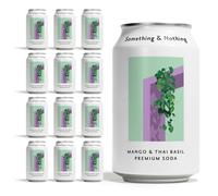 Something & Nothing Mango & Thai Basil Flavoured Sparkling Water 12x 330ml Cans | Lightly Carbonated Fizzy Soda Waters with Added Grape & Lemon Juice | Vegan & Low Calorie Healthy Soft Drinks