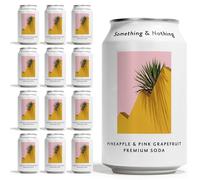 Something & Nothing Pineapple & Pink Grapefruit Flavoured Sparkling Water 12x 330ml Cans | Lightly Carbonated Fizzy Soda Waters with Added Grape & Lemon Juice | Vegan & Low Calorie Healthy Soft Drinks