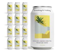 Something & Nothing Sicilian Lemon Iced Tea Flavoured Sparkling Water 12x 330ml Cans | Lightly Carbonated Fizzy Soda Waters with Added Grape & Lemon Juice | Vegan & Low Calorie Healthy Soft Drinks