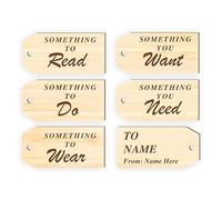 Something to/You Gift Tags - Want, Need, Wear, Do, Read - Pack of 5 Reusable Wooden Personalised Present Tags for Christmas or Birthdays