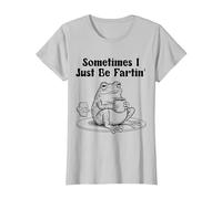 Sometimes I Just-Be Fartin' Frog Meme Unhinged Weirdcore T-Shirt, Women, Silver Grey, Small