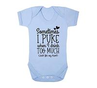 Sometimes I puke when I drink too much like my Aunt statement [BBY5] baby grow vest, 6-12 months, Pastel Blue