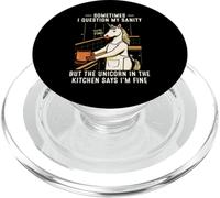 sometimes i question my sanity unicorn in the kitchen women PopSockets PopGrip for MagSafe