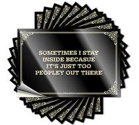 Sometimes I Stay Inside Becasue It's Just Too Peopley Out There Lettering Sticker Room Decore | Aesthetic Hat Removable Decal Pack(6X9CM)