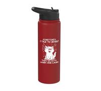 Sometimes I Talk to Myself and We Both Laugh Funny Black Cat Stainless Steel Insulated Water Bottle