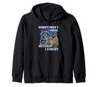 Sometimes I Think But Then I Forget Funny Raccoon Meme Zip Hoodie