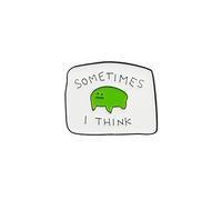 Sometimes I Think Cute Brain ADHD Mental Health Enamel Pin, Funny Internet Meme Pin Brooch, Weird Overthinking Humor Brooch Badge, Relatable Thinking Lapel Badges, Funny Therapy Humor For Introvert