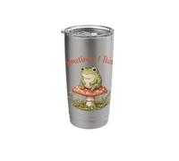 Sometimes I Think Frog on Mushroom Cottagecore Funny Toad Stainless Steel Insulated Tumbler