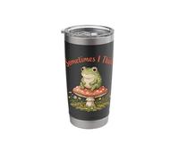 Sometimes I Think Frog on Mushroom Cottagecore Funny Toad Stainless Steel Insulated Tumbler