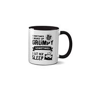 Sometimes I Wake up Grumpy Mug - Funny Couple Relationship Joke Love Cup Coffee Ceramic Handle Idea Heavy Duty Handle Dishwasher and Microwave Safe (Black Handle)