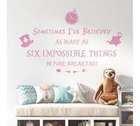 Sometimes I've Believed as Many as Six Impossible Things... - Alice in Wonderland Book Wall Quote [Medium] [Pink]