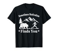 Sometimes Motivation Finds You Bear Funny Camping Run Value Graphic T-Shirt