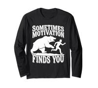 Sometimes Motivation Finds You Funny Bear Chase Running Men Long Sleeve T-Shirt