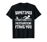 Sometimes Motivation Finds You Shark Funny Swimmer Value Graphic T-Shirt