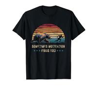 Sometimes Motivation Finds You Vintage Sunset Running T-Shirt, Men, Black, 4X-Large