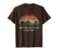 Sometimes Motivation Finds You Vintage Sunset Running T-Shirt, Men, Brown, Medium