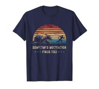 Sometimes Motivation Finds You Vintage Sunset Running T-Shirt, Men, Navy Blue, Medium
