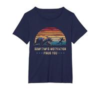 Sometimes Motivation Finds You Vintage Sunset Running T-Shirt, Women's Plus, Navy Blue, 1X