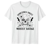 Sometimes Sweet Mostly Savage Womens T-Shirt Edgy Floral Novelty
