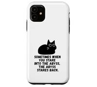 Sometimes When You Stare Into The Abyss Black Sketch Cat Case for iPhone 11