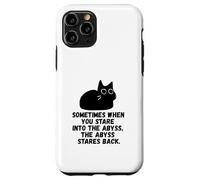 Sometimes When You Stare Into The Abyss Black Sketch Cat Case for iPhone 11 Pro