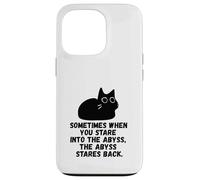 Sometimes When You Stare Into The Abyss Black Sketch Cat Case for iPhone 13 Pro